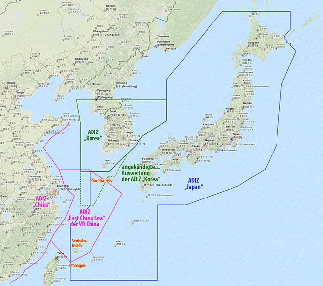 Vùng nhận diện phòng không Trung Quốc ảnh 2 Vung nhan dien phong khong Trung Quoc anh 2