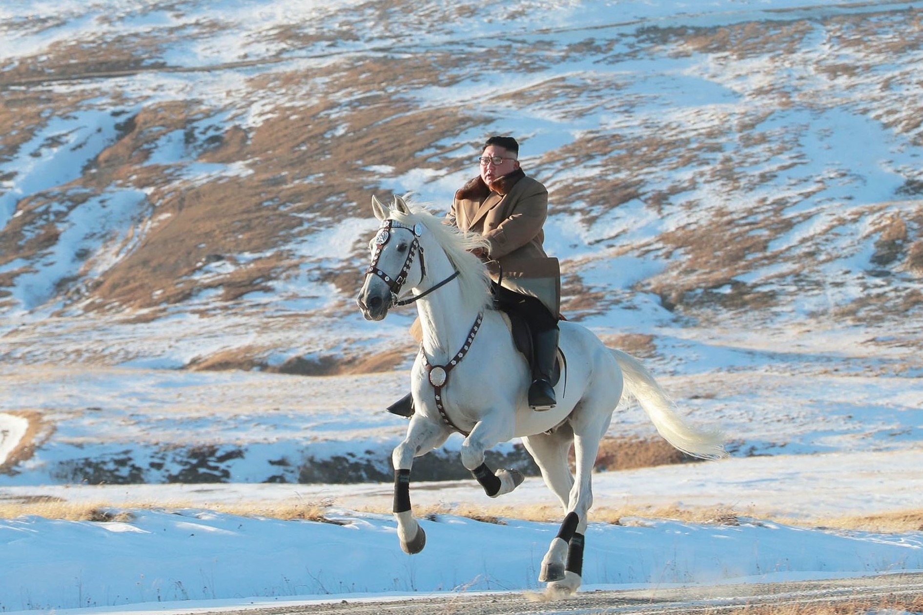 Trieu Tien phat video ong Kim phi ngua trang tren nui thieng hinh anh