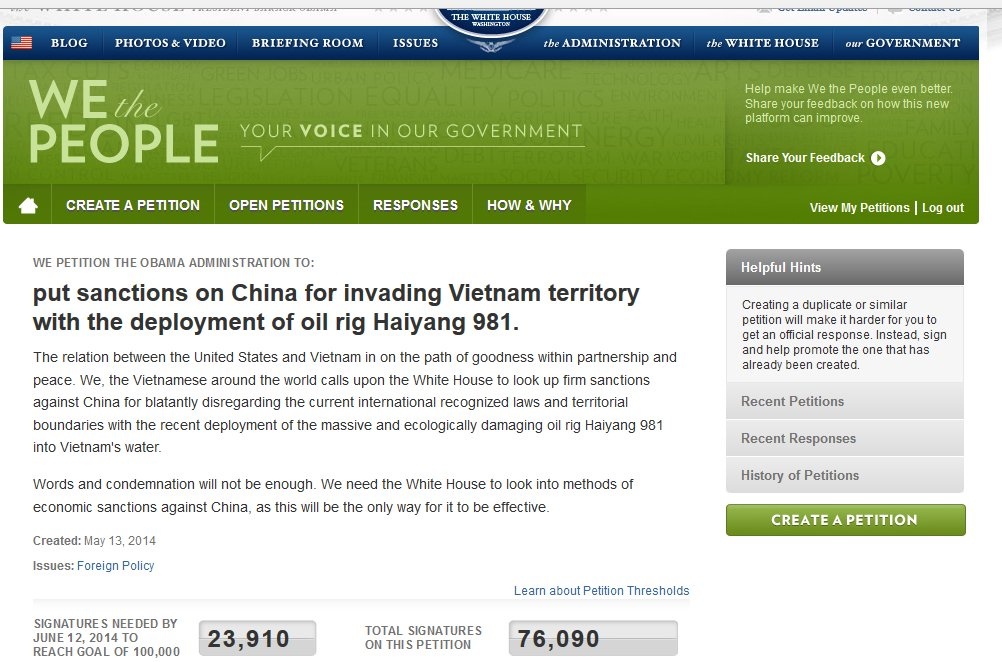 Hon 90.000 luot nguoi ung ho kien nghi My trung phat TQ hinh anh