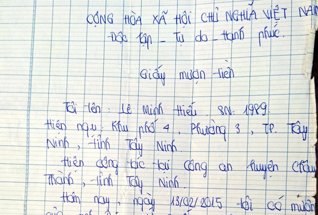 Canh cao trung uy cong an the chap the Dang... vay 200 trieu hinh anh