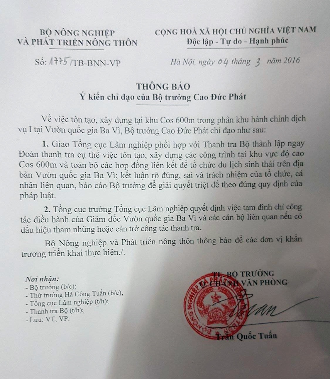 Dinh chi Giam doc rung quoc gia Ba Vi,  Resort khong phep tai rung quoc gia Ba Vi anh 1