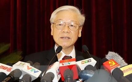 Toan van phat bieu khai mac Hoi nghi Trung uong 5 cua Tong bi thu hinh anh