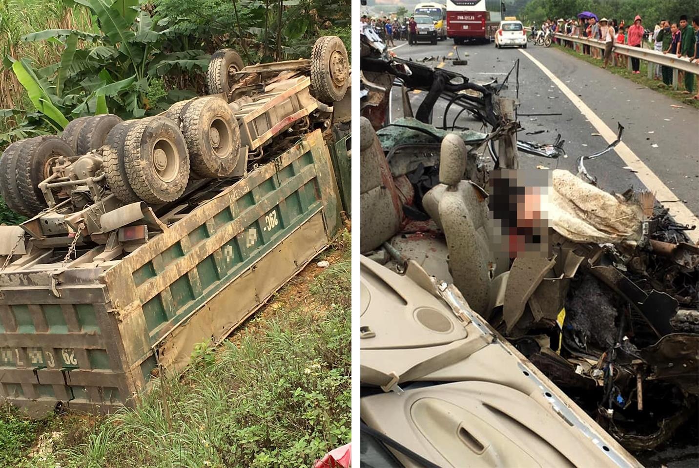 Xe con doi dau voi oto tai tren cao toc anh 1