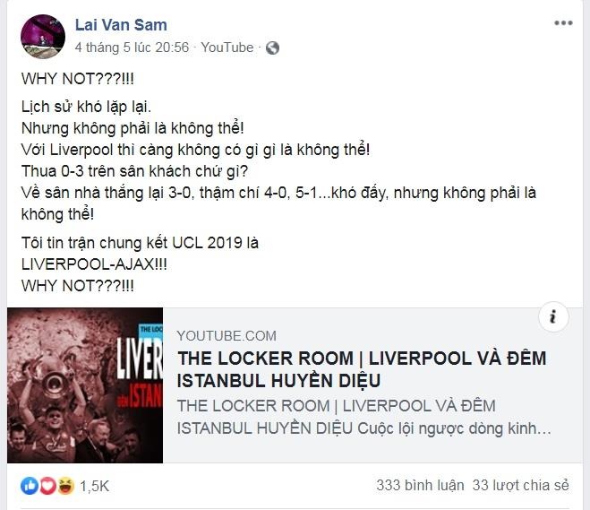 MC Lại Văn Sâm đoán đúng tỷ số Liverpool ảnh 1 MC Lai Van Sam doan dung ty so Liverpool anh 1