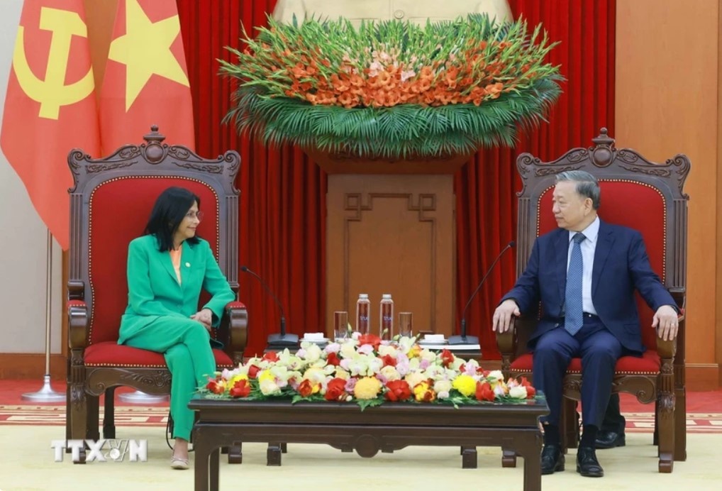 Tong Bi thu To Lam tiep Pho Tong thong Venezuela Delcy Rodriguez Gomez hinh anh