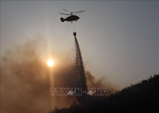 Roi truc thang chua chay rung o Han Quoc, phi cong thiet mang hinh anh