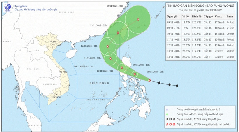 Thoi tiet 9/11: Bao Fung-wong di chuyen nhanh va co cuong do rat manh hinh anh