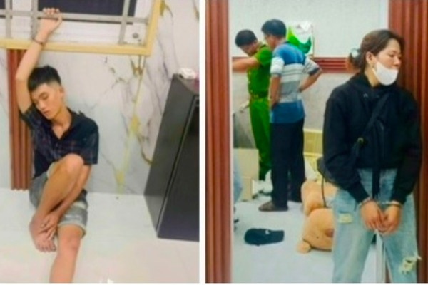 Tam giu doi nam nu thue tro tang tru ma tuy va mot vat nghi la sung hinh anh