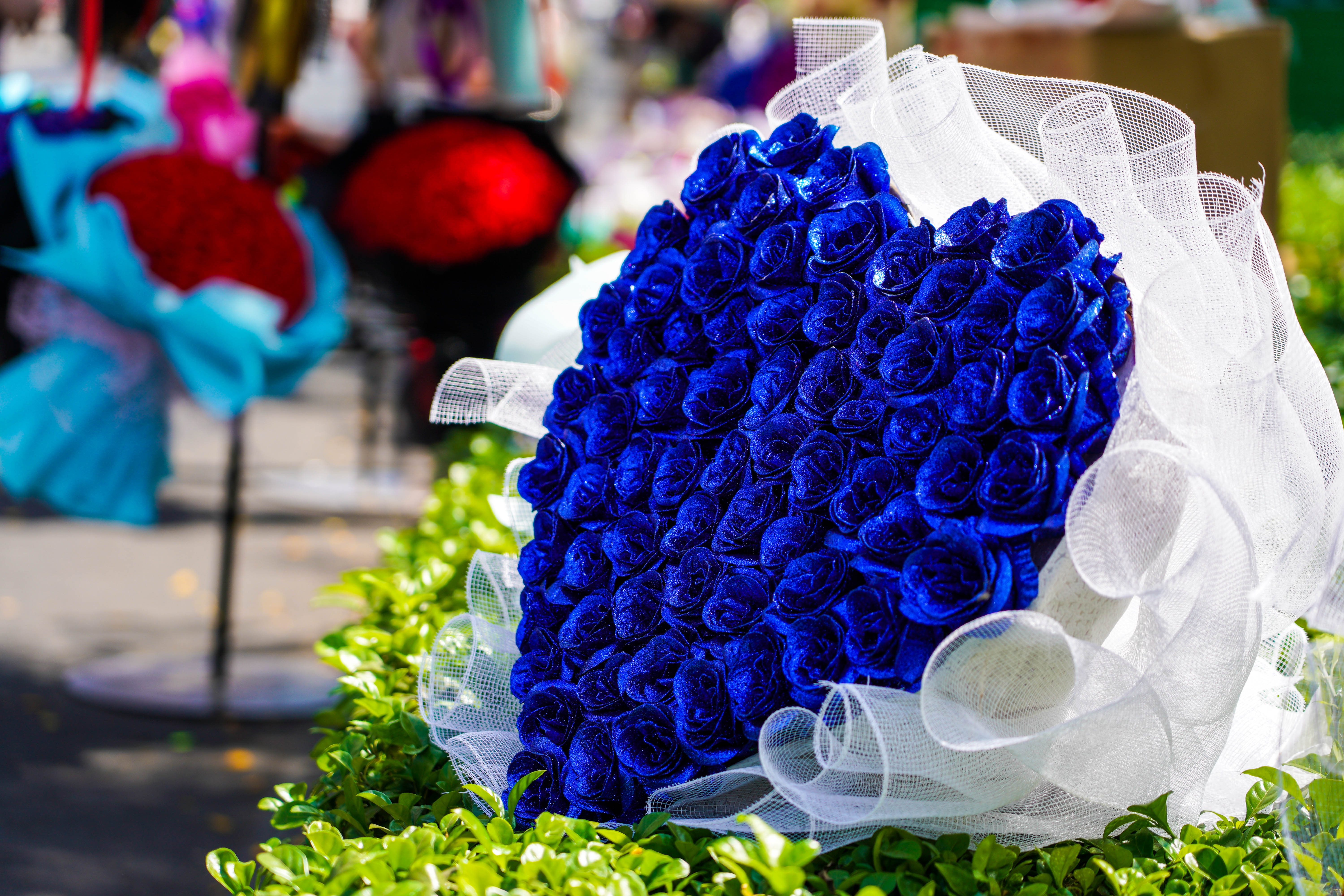 Doi nang 33 do ban hoa Valentine tren duong giua dich corona hinh anh