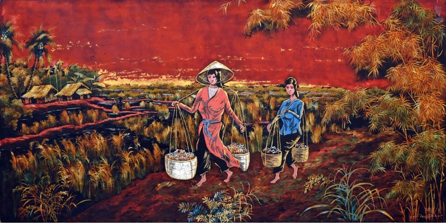 Hoa si tranh lua Nguyen Thu keu cuu vi bi mao danh tren tranh son mai hinh anh