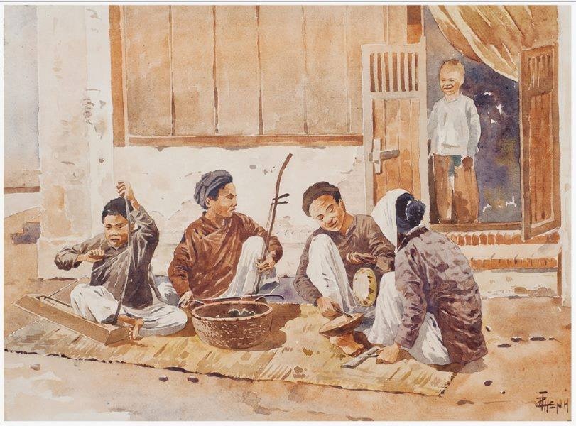 Dung di canh sinh hoat thoi xua qua tranh Thang Tran Phenh anh 1