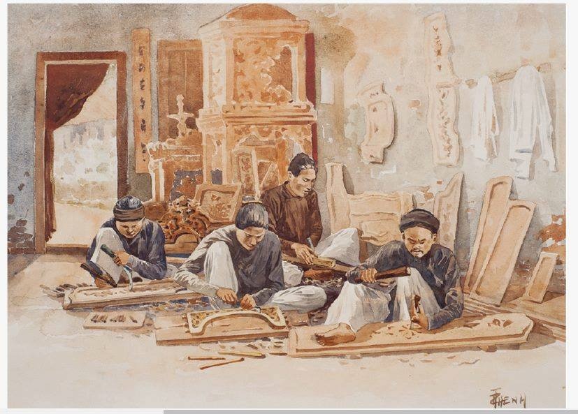 Dung di canh sinh hoat thoi xua qua tranh Thang Tran Phenh anh 7