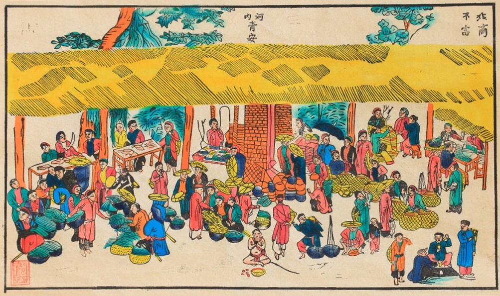 Sinh hoat xa hoi trong tranh dan gian Hang Trong hinh anh