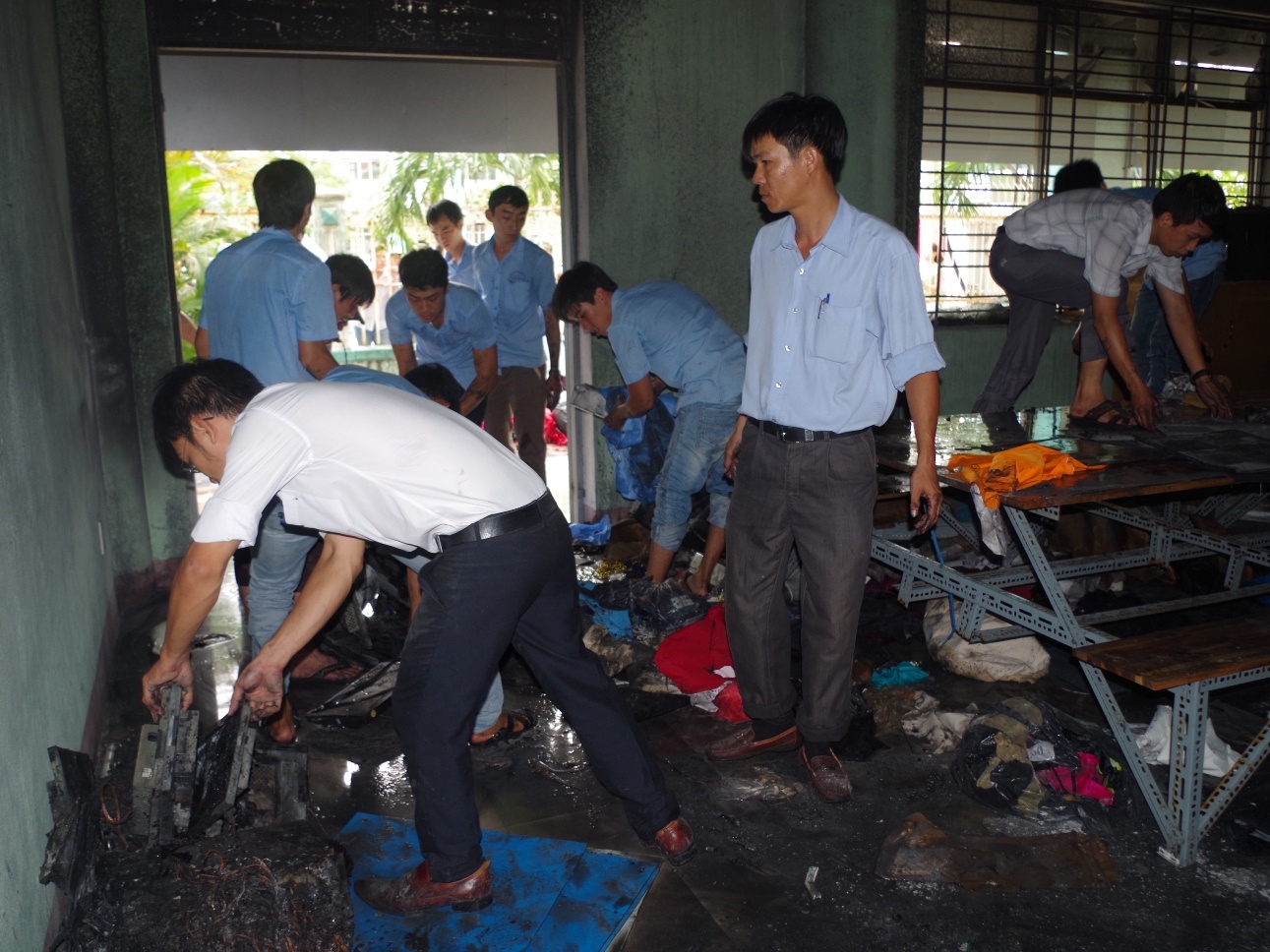 Hiện trường vụ cháy tại trường Cao đẳng nghề Đà Nẵng.