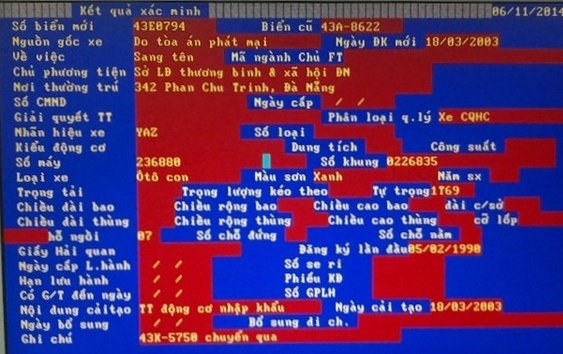 Kết quả xác minh tại phòng Cảnh sát giao thông, công an TP.Đà Nẵng.