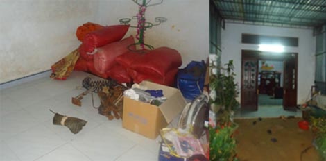 Căn phòng nơi người mẹ kế bắt trói cháu Nghĩa bằng xích.