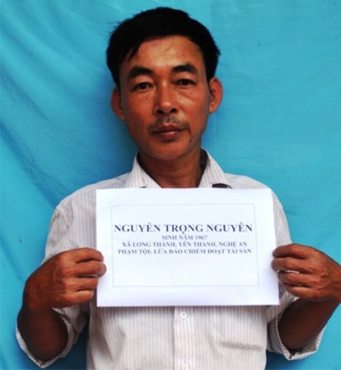 Nguyễn Trọng Nguyên tại công an huyện Yên Thành - Công an Yên Thành cung cấp