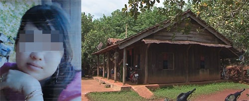 Di ảnh chị Nguyễn Thị Liên và căn nhà chị đang ở cùng cha mẹ đẻ sau khi li hôn.