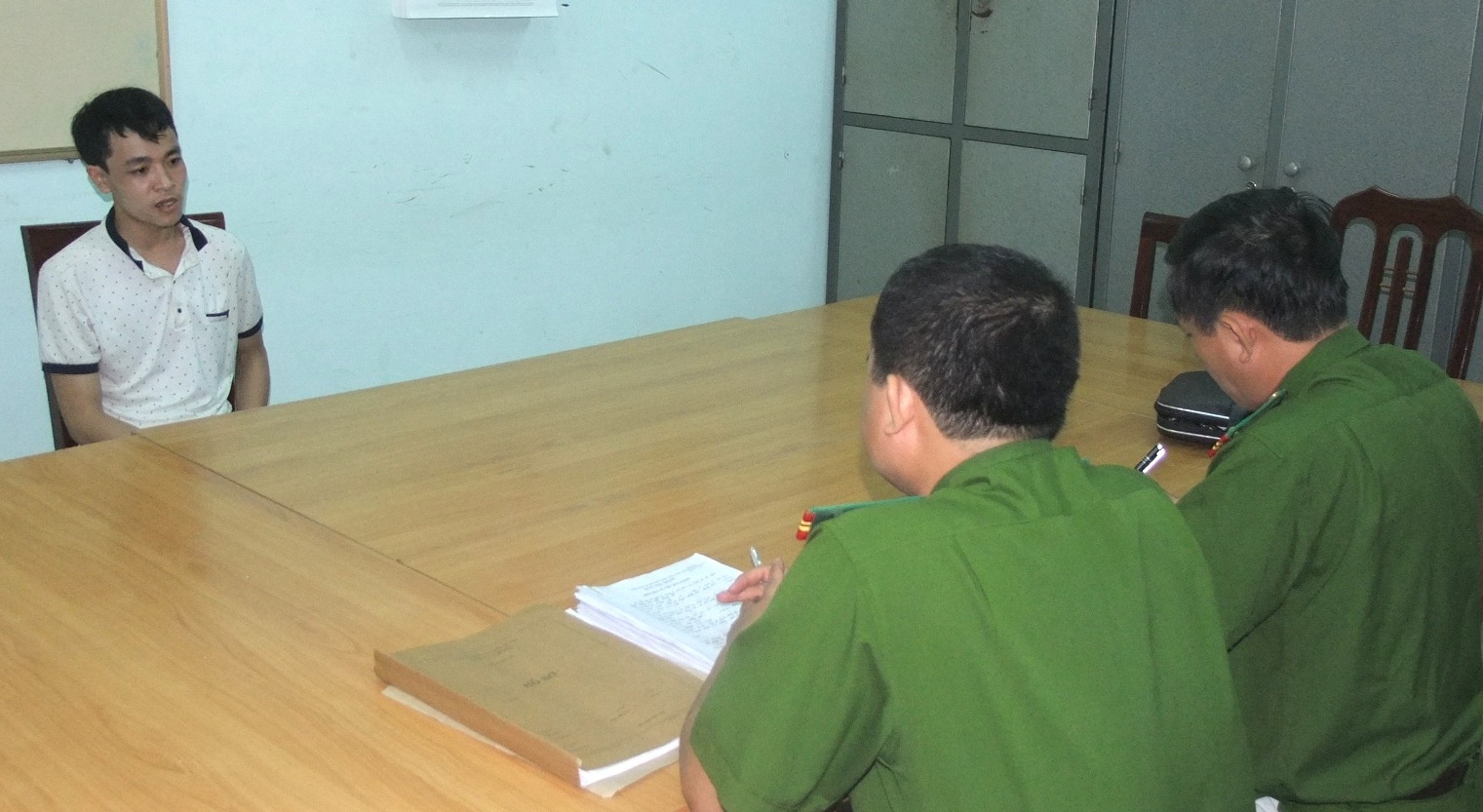 Bảo tại cơ quan công an. Ảnh: CTV.