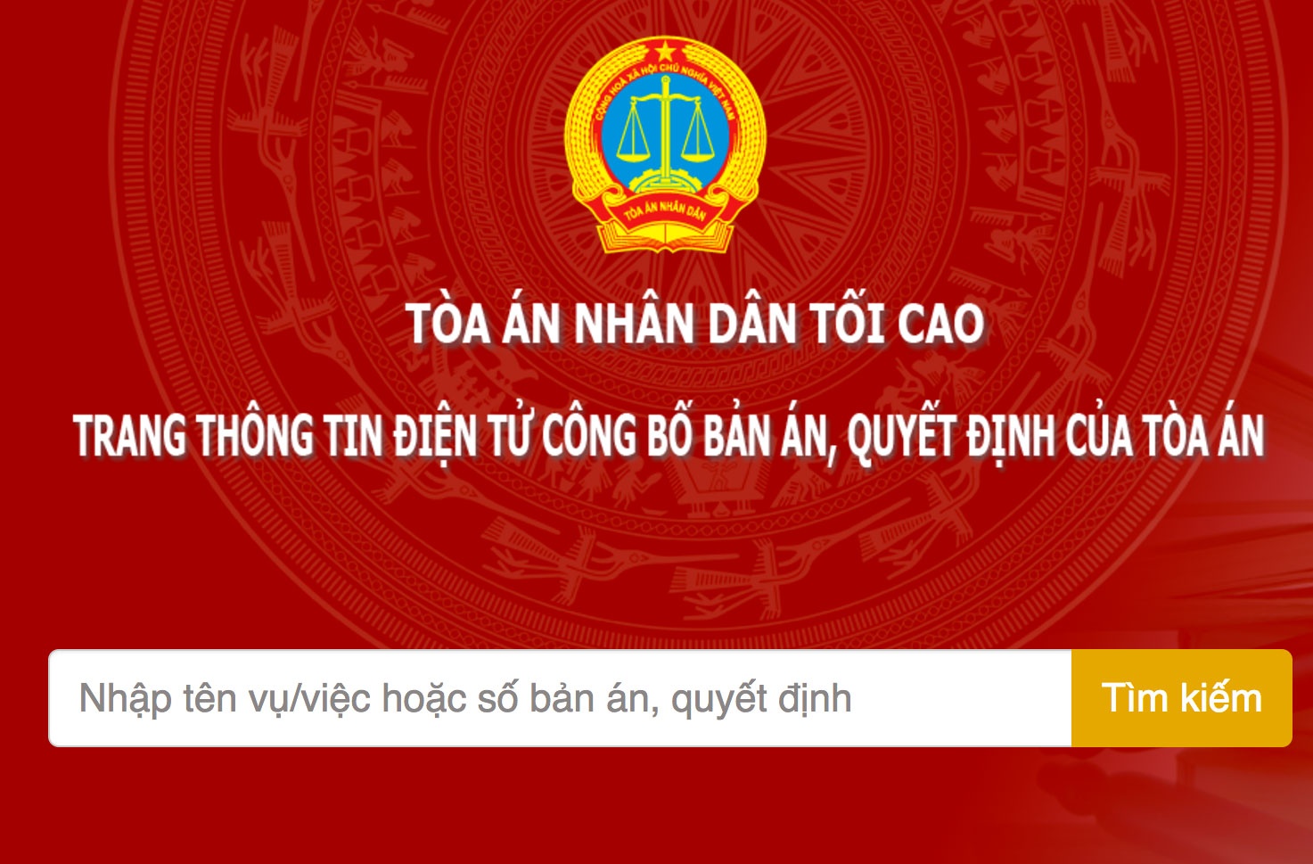 Tòa án nhân dân tối cao ra mắt trang điện tử công bố bản án ảnh 1 Toa an nhan dan toi cao ra mat trang dien tu cong bo ban an anh 1