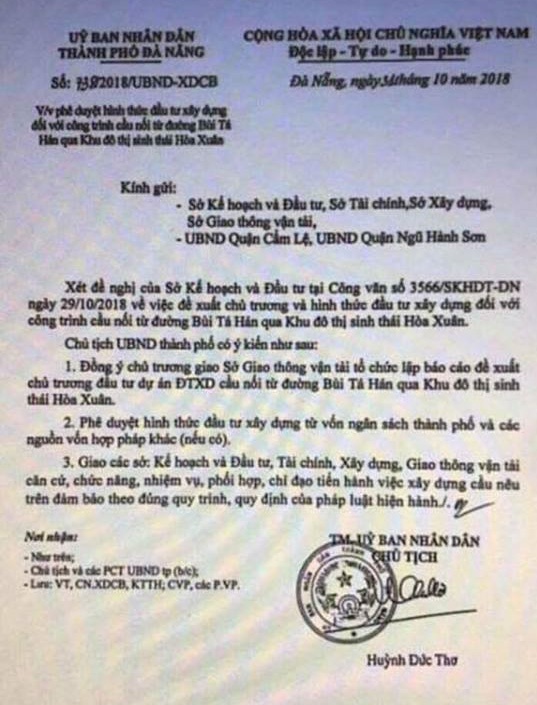 Giả mạo chữ ký của chủ tịch Đà Nẵng ảnh 1 Gia mao chu ky cua chu tich Da Nang anh 1