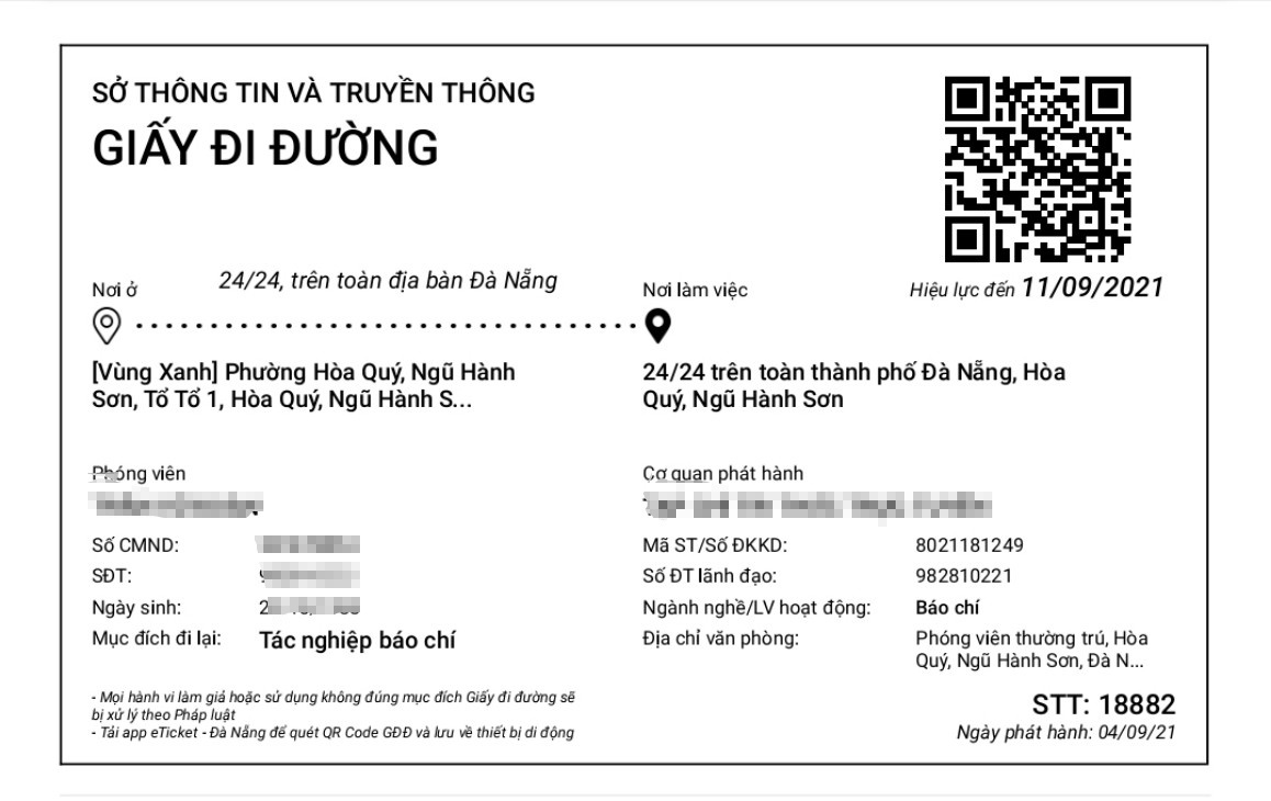 Da Nang cap giay di duong ma QR truc tuyen  cho dan anh 1