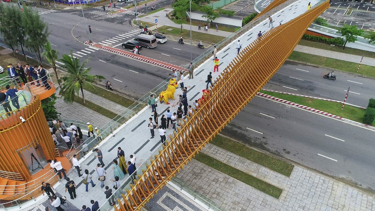 Khanh thanh cau di bo qua duong bien o Da Nang hinh anh