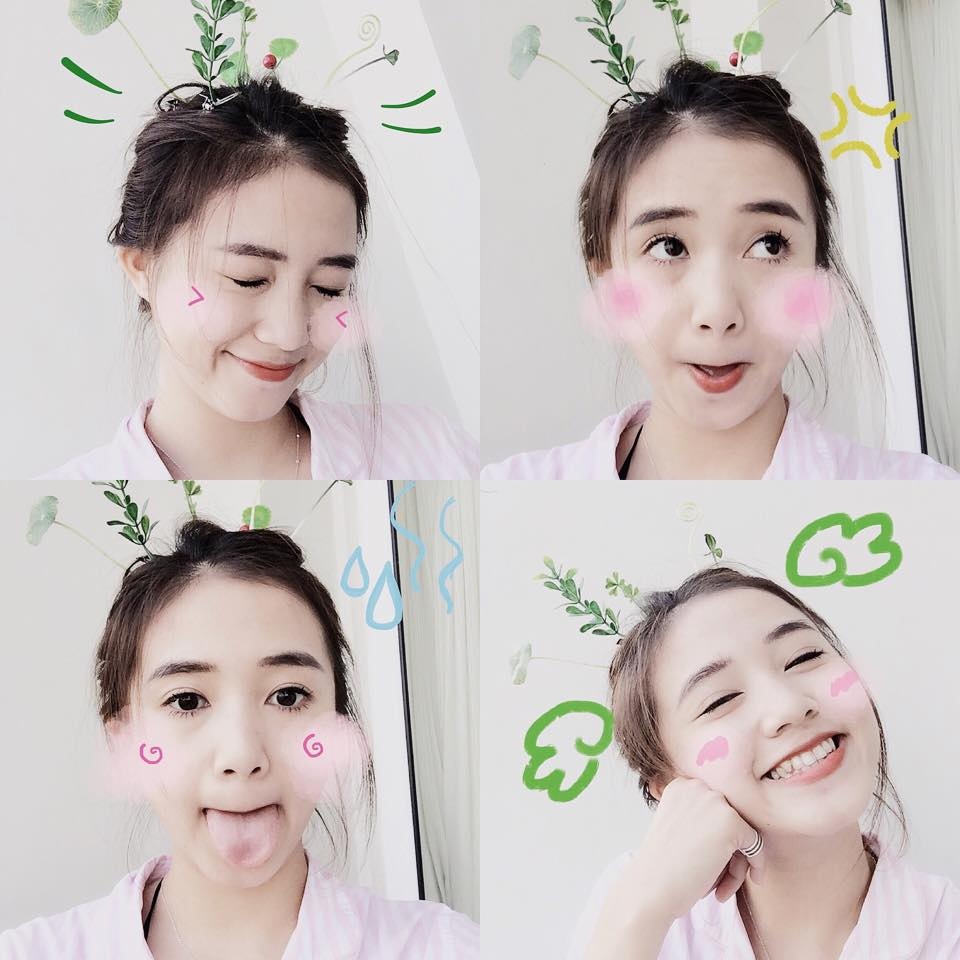 Hot girl Sa Lim dễ thương, nhí nhảnh tự sướng cùng chiếc mầm cây trên đầu (Ảnh: FBNV)