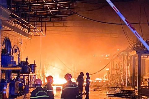 Nha xuong chua cao su o TP.HCM bi thieu rui hinh anh