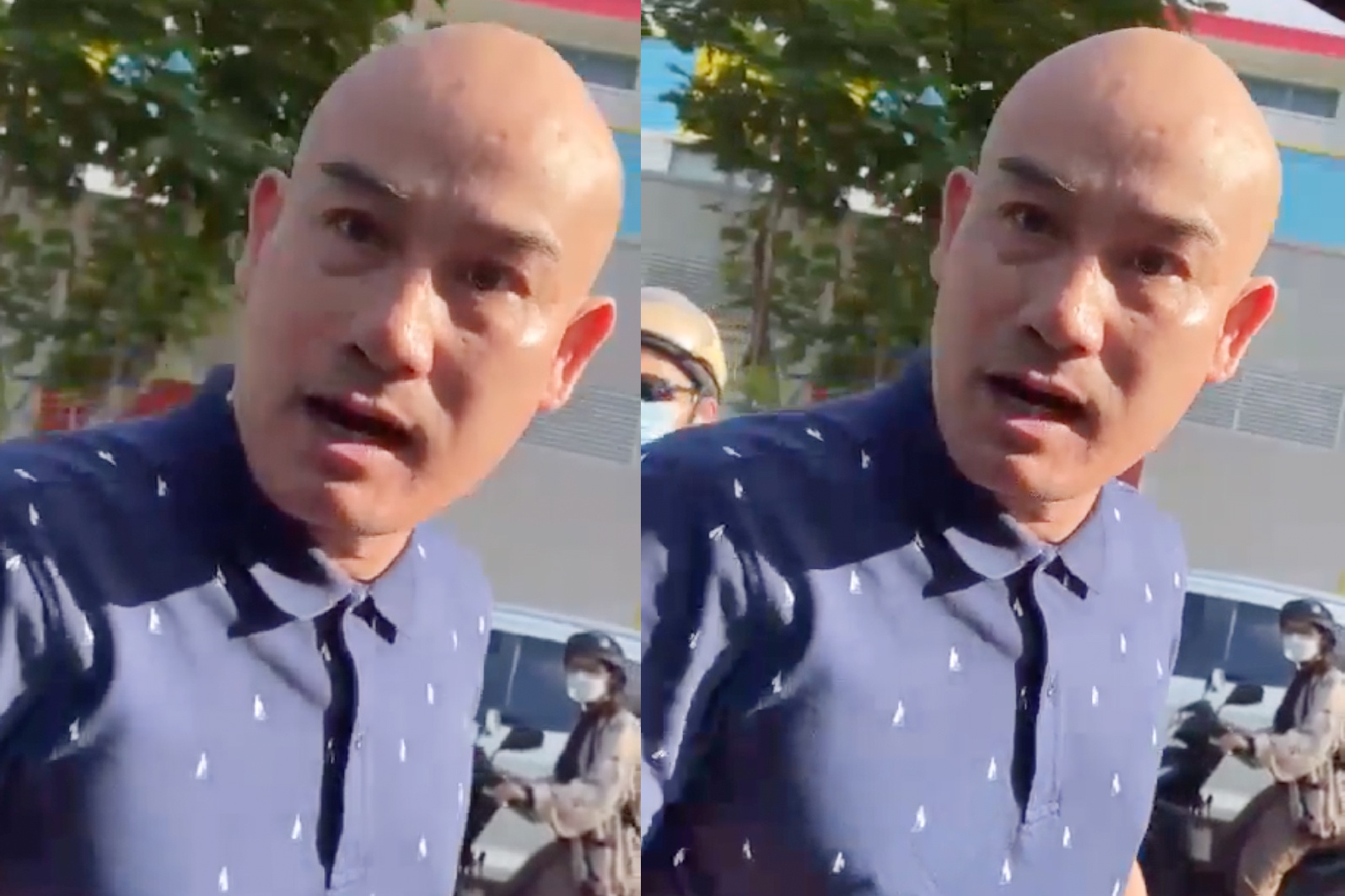 Tai xe xung 'chanh thanh tra' chay nguoc chieu, phun nuoc bot hinh anh