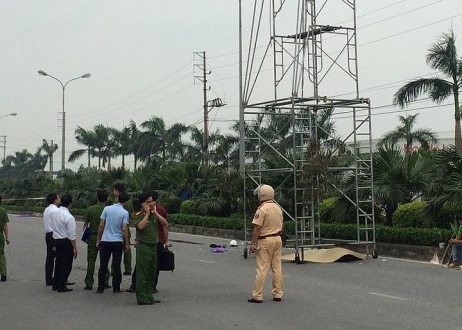 Nhan vien bao ve khu cong nghiep bi dien cao the giat tu vong hinh anh