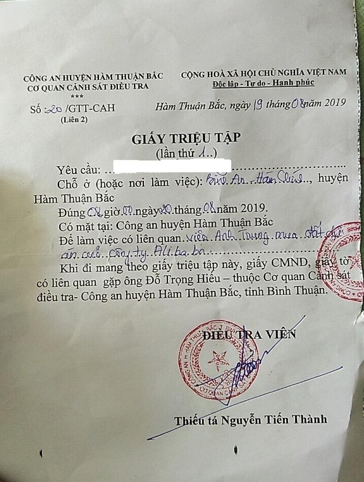 công an triệu tập khách hàng mua đất Alibaba ảnh 1 cong an trieu tap khach hang mua dat Alibaba anh 1