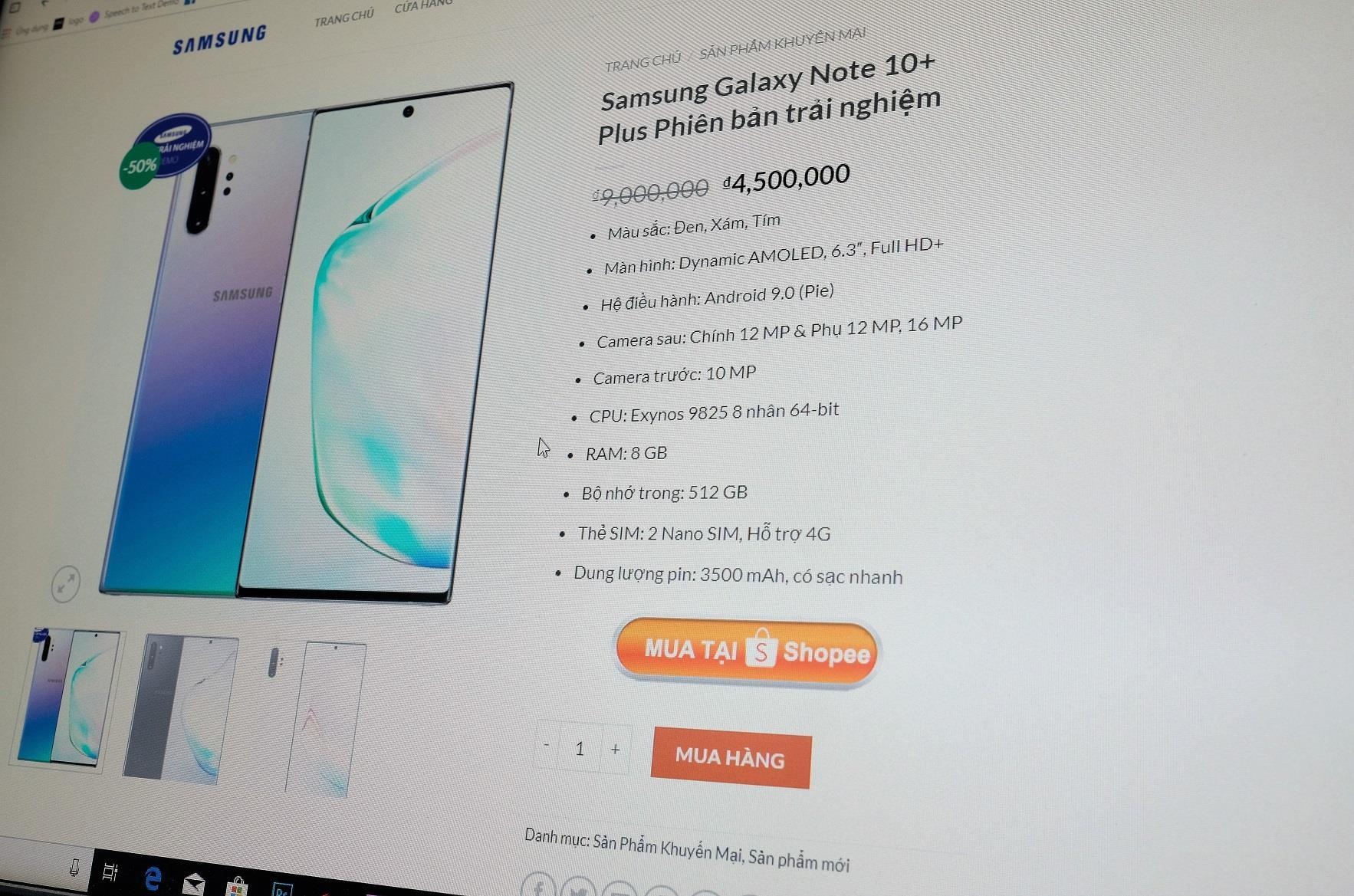 Lat tay website rao ban Samsung Note10+ gia 4,5 trieu dong hinh anh
