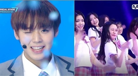 Dan mang Han Quoc cuoi che vi thi sinh Produce 48 thi nhau nhay mat hinh anh