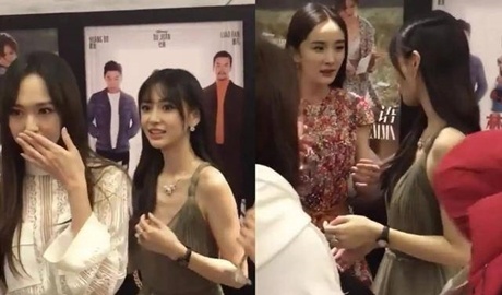 Duong Mich va Duong Yen dung gan nhau nhung khong noi chuyen hinh anh