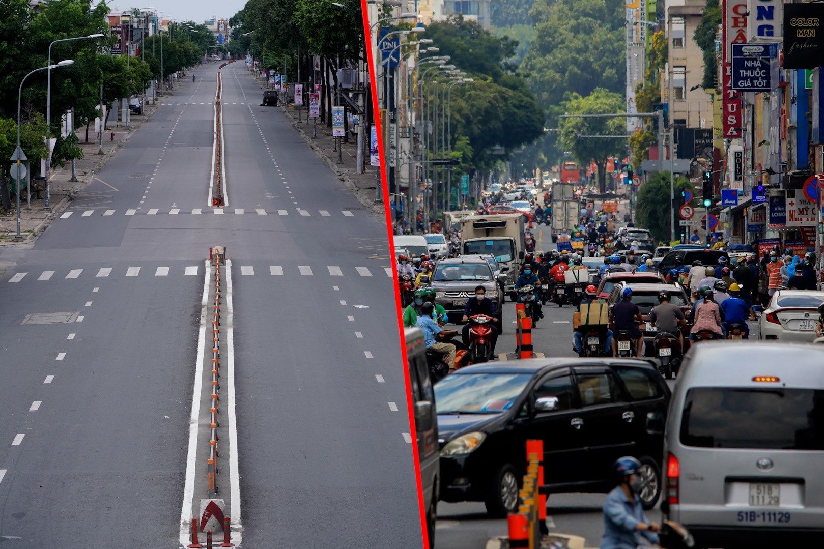 Duong pho TP.HCM truoc va sau ngay 23/8 hinh anh