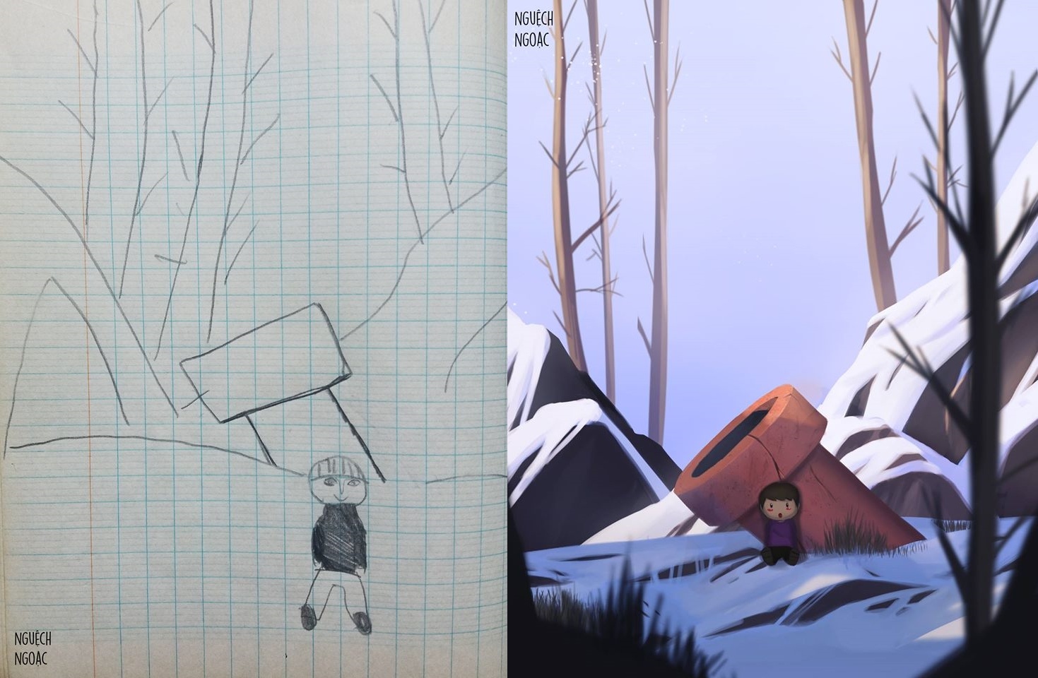 chang trai ve lai tranh thoi tieu hoc anh 7