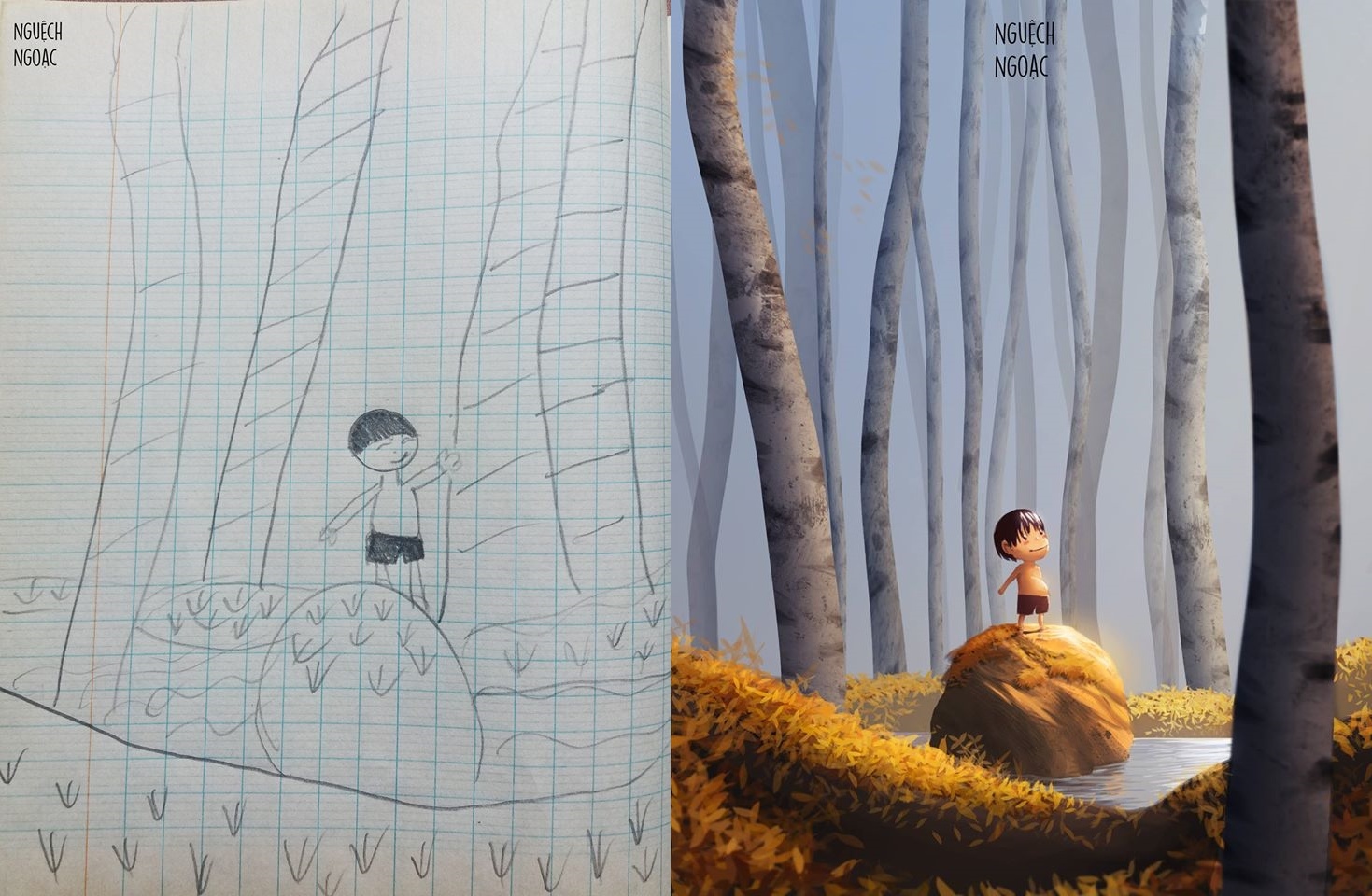 chang trai ve lai tranh thoi tieu hoc anh 8