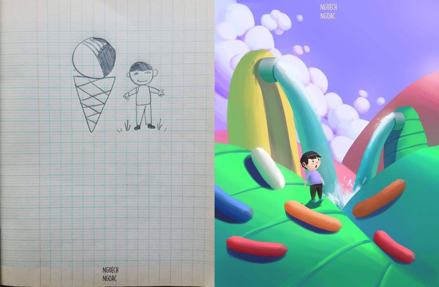 chang trai ve lai tranh thoi tieu hoc anh 10