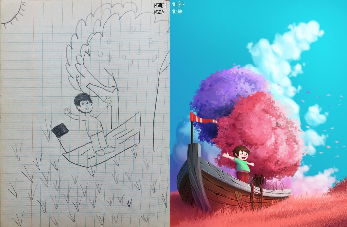 chang trai ve lai tranh thoi tieu hoc anh 3