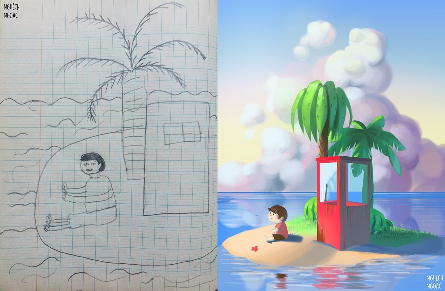 chang trai ve lai tranh thoi tieu hoc anh 4