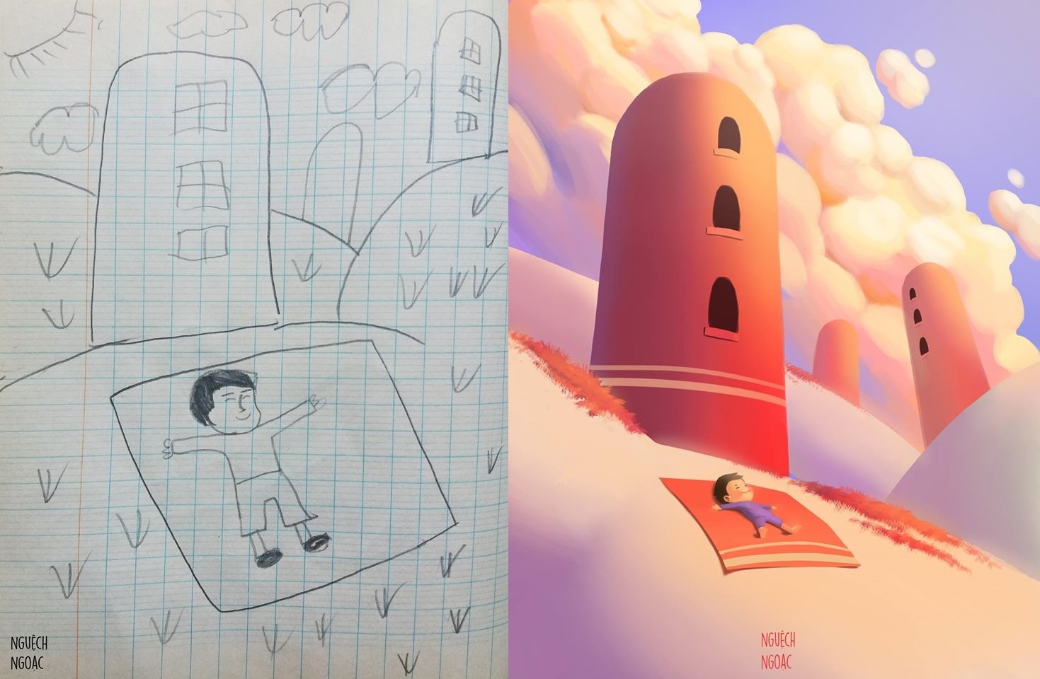 chang trai ve lai tranh thoi tieu hoc anh 6