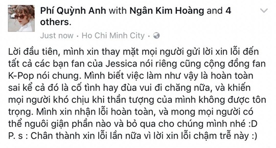 Quỳnh anh shyn xin lỗi fan jessica ảnh 2 Quynh anh shyn xin loi fan jessica anh 2