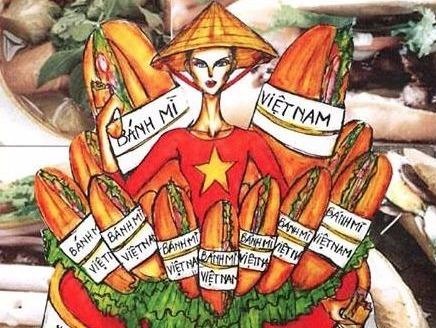 Banh my 10K xuat hien tren mau quoc phuc thi Hoa hau Hoan vu hinh anh