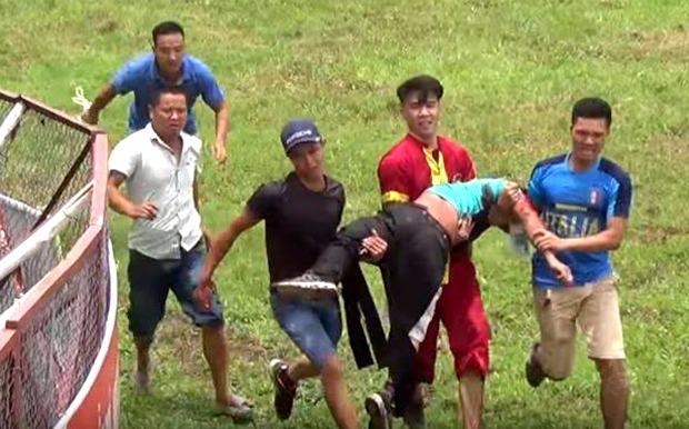 'Trau choi huc chet chu di ung voi mau do, vang' hinh anh