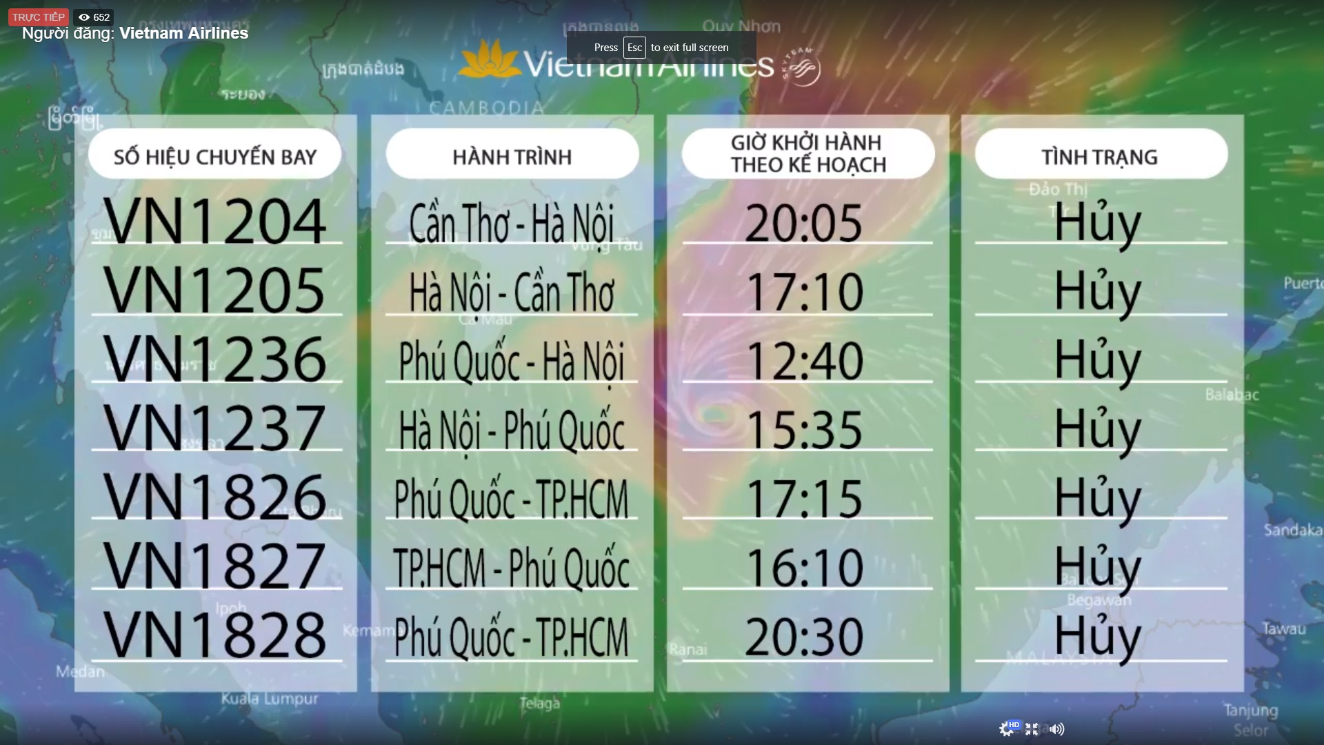 Hủy chuyến bay do bão số 16 ảnh 1 Huy chuyen bay do bao so 16 anh 1