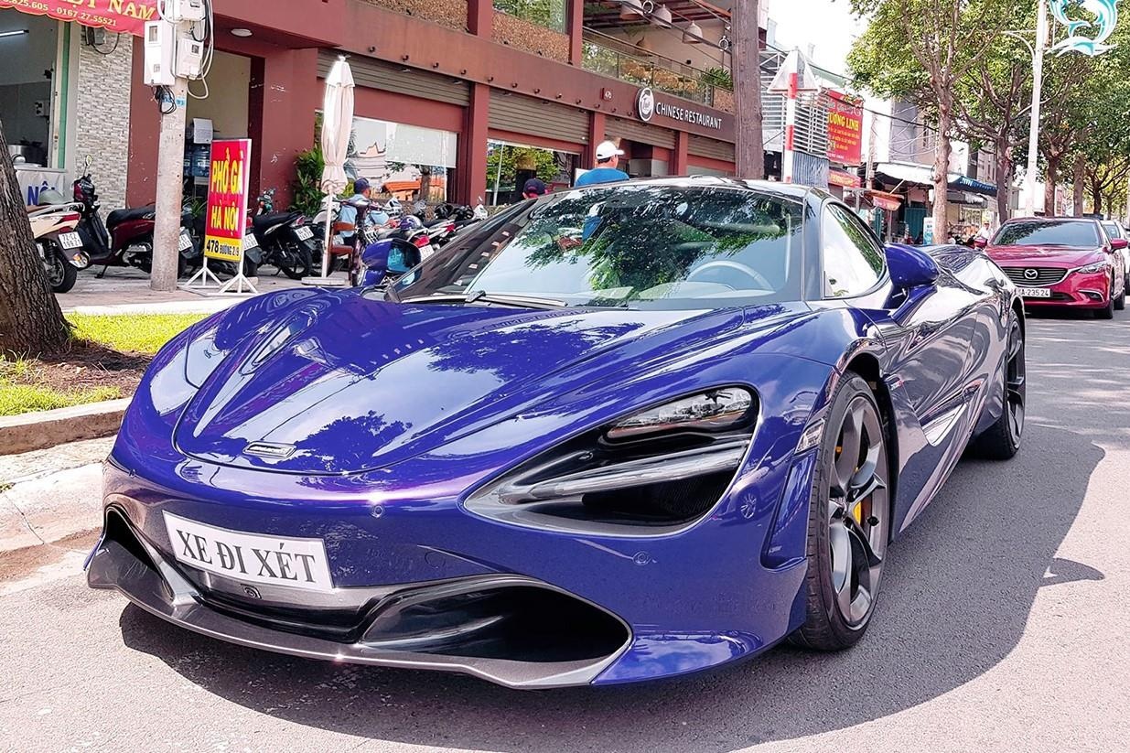 Sieu xe McLaren 720S mau tim doc nhat VN xuong pho du chua ra bien hinh anh