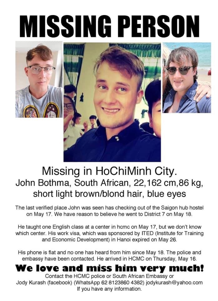 Chang trai Nam Phi o Viet Nam mat tich anh 3