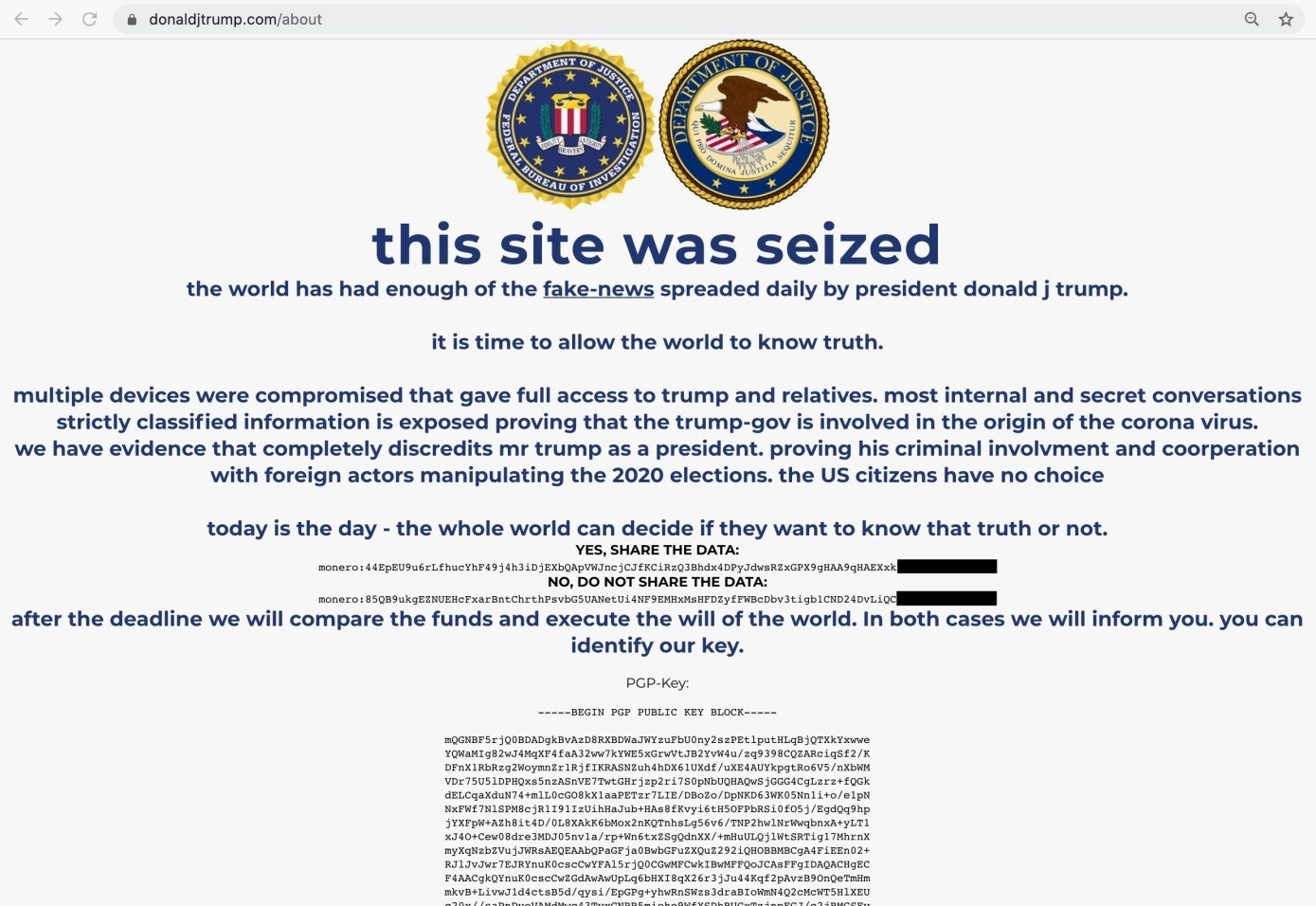 Trang web chien dich tranh cu cua ong Trump bi hack hinh anh