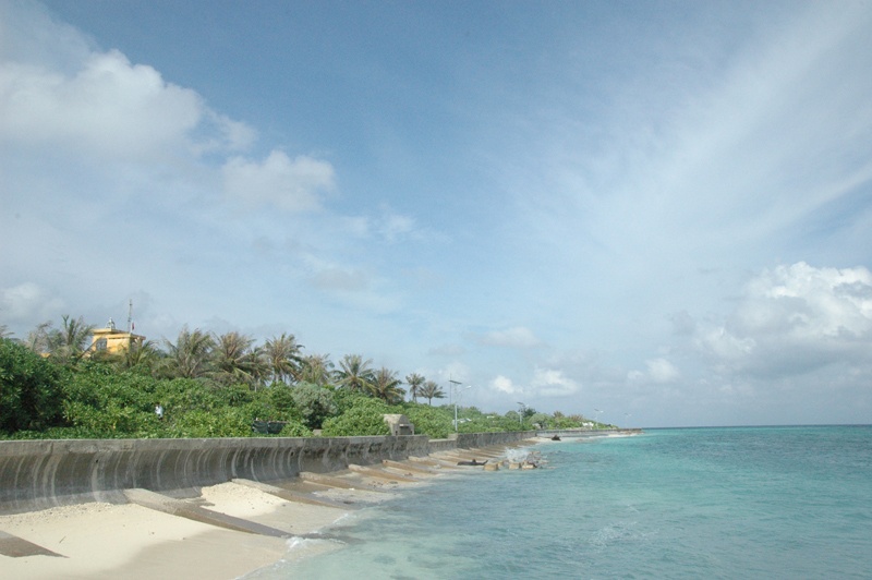 Một góc biển trên đảo Trường Sa lớn đẹp và thơ mộng với cát trắng, cây cỏ xanh tươi và nước biển trong vắt.